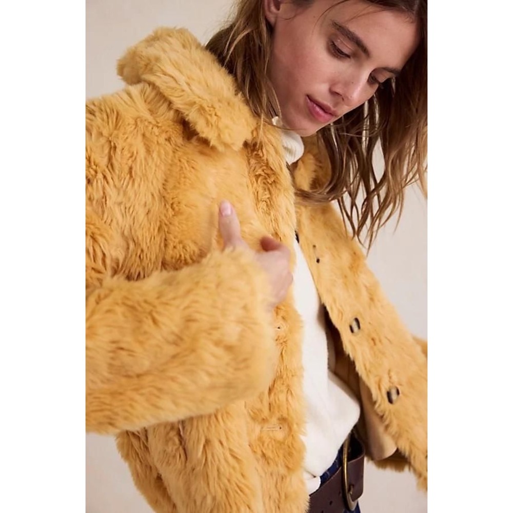Alice Throw on Faux Fur Jacket at Free People in Apricot Sherbet, Size: Small